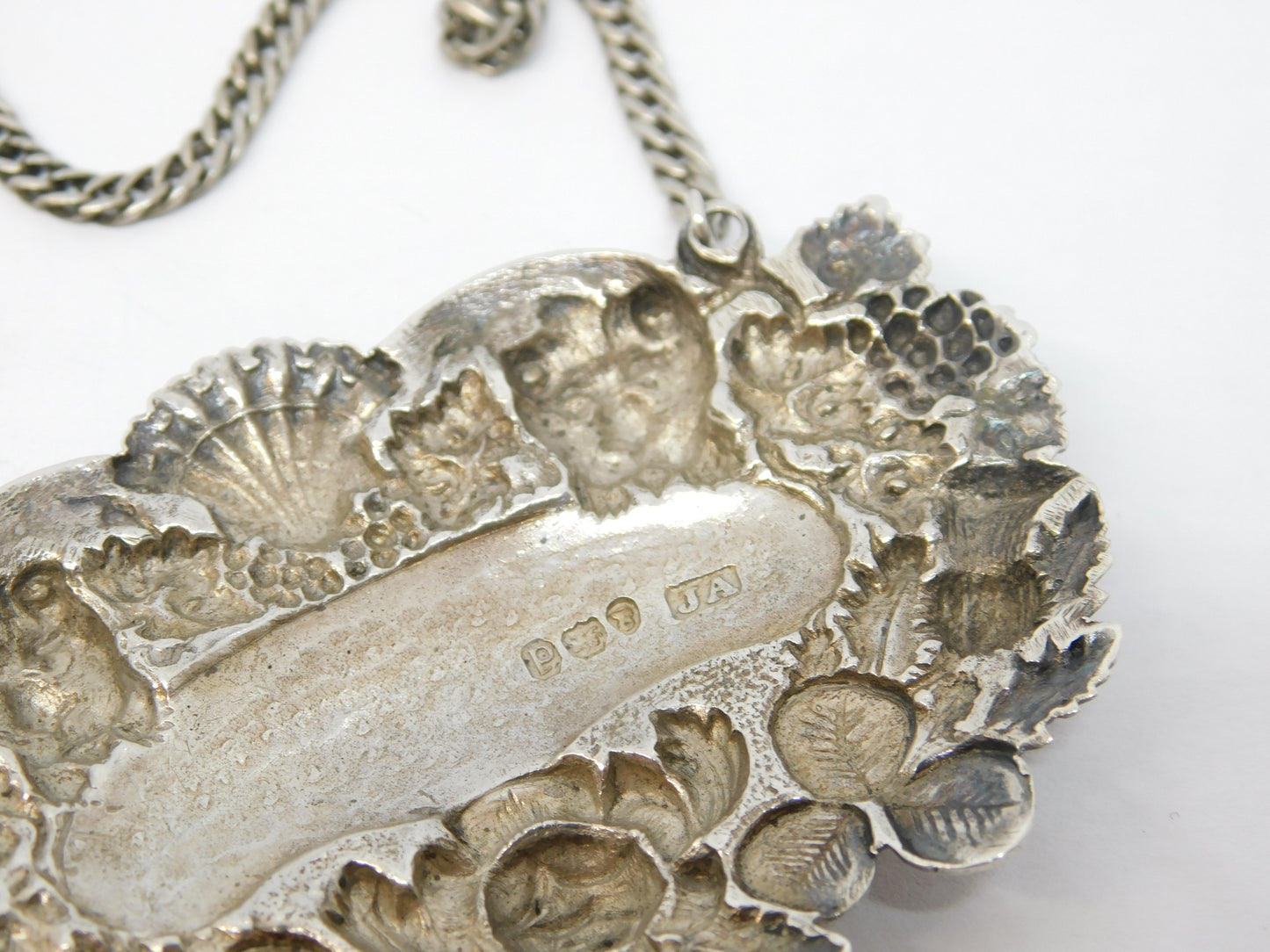 George III Sterling Silver Symbols of UK Port Decanter Label Antique 1819