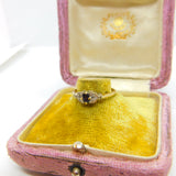 9ct Yellow Gold, Sapphire & Diamond Floral Dress Ring 1977 London Vintage