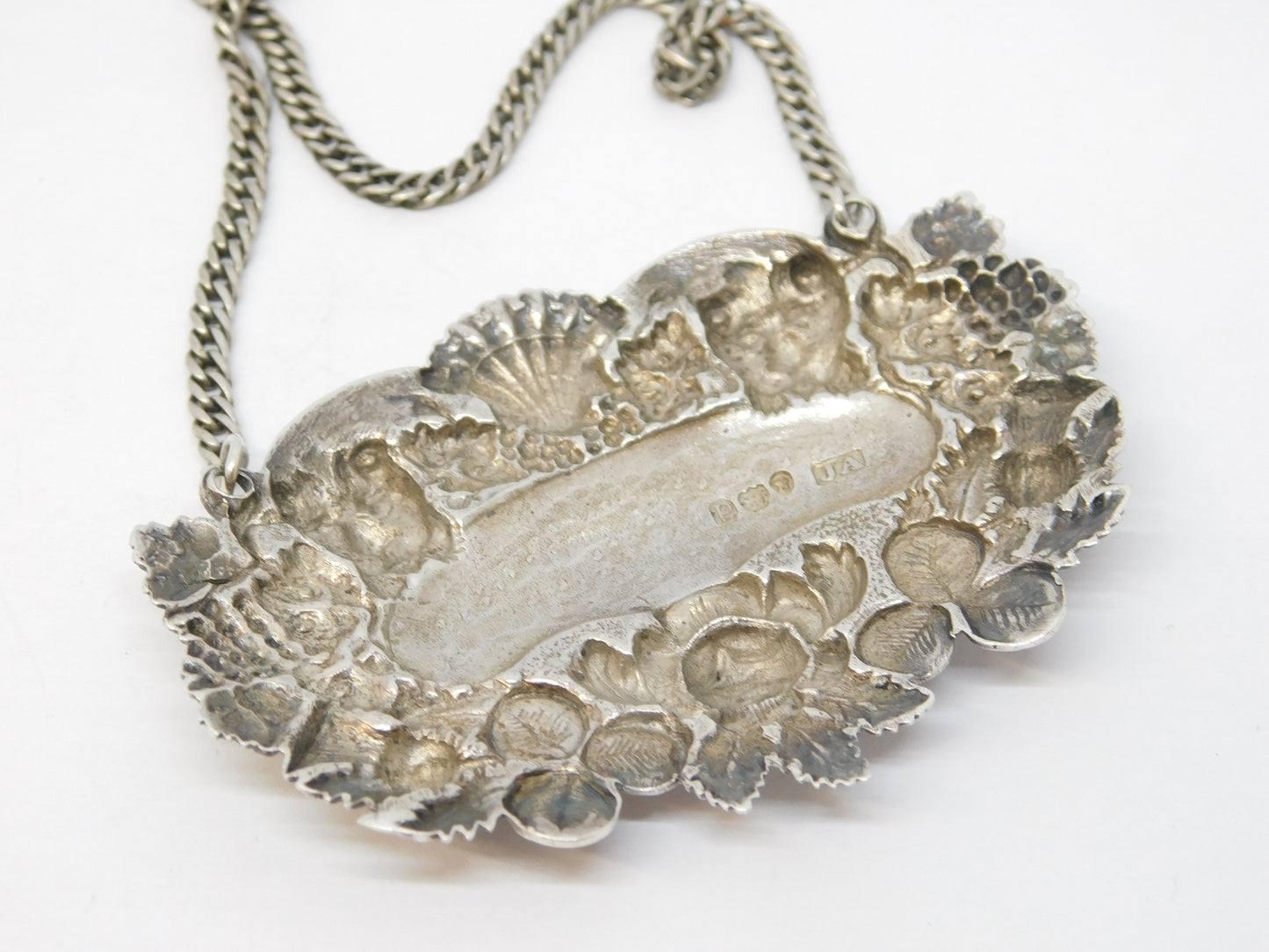 George III Sterling Silver Symbols of UK Port Decanter Label Antique 1819