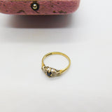 9ct Yellow Gold, Sapphire & Diamond Floral Dress Ring 1977 London Vintage