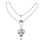 19th Century .900 Silver Paste Set Lavalier Drop Necklace Antique c1880