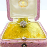 9ct Yellow Gold, Diamond Set Floral Cluster Ring 1986 London Vintage