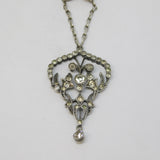 19th Century .900 Silver Paste Set Lavalier Drop Necklace Antique c1880
