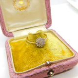 9ct Yellow Gold, Diamond Set Floral Cluster Ring 1986 London Vintage