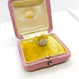9ct Yellow Gold, Diamond Set Floral Cluster Ring 1986 London Vintage