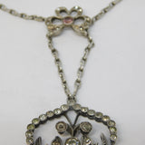 19th Century .900 Silver Paste Set Lavalier Drop Necklace Antique c1880