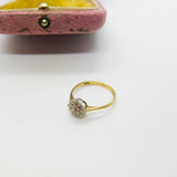 9ct Yellow Gold, Diamond Set Floral Cluster Ring 1986 London Vintage