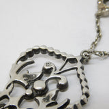 19th Century .900 Silver Paste Set Lavalier Drop Necklace Antique c1880