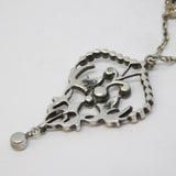 19th Century .900 Silver Paste Set Lavalier Drop Necklace Antique c1880