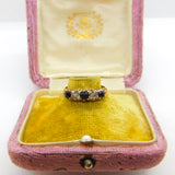 9ct Yellow Gold, Sapphire & Diamond Boat Ring 1982 Edinburgh Vintage