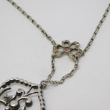 19th Century .900 Silver Paste Set Lavalier Drop Necklace Antique c1880