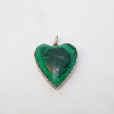 Victorian Scottish Sterling Silver & Malachite Sweetheart Pendant Antique c1860