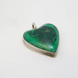 Victorian Scottish Sterling Silver & Malachite Sweetheart Pendant Antique c1860