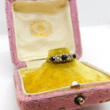 9ct Yellow Gold, Sapphire & Diamond Boat Ring 1982 Edinburgh Vintage