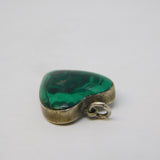 Victorian Scottish Sterling Silver & Malachite Sweetheart Pendant Antique c1860