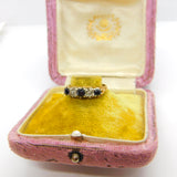9ct Yellow Gold, Sapphire & Diamond Boat Ring 1982 Edinburgh Vintage