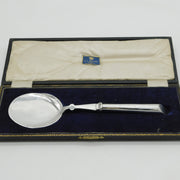 Boxed Sterling Silver Fried Egg Spatula Flipper Antique 1921 Sheffield Art Deco