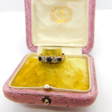 9ct Yellow Gold, Sapphire & Diamond Boat Ring 1982 Edinburgh Vintage