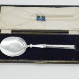 Boxed Sterling Silver Fried Egg Spatula Flipper Antique 1921 Sheffield Art Deco
