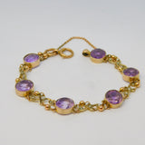 Edwardian 9ct Rose Gold, Amethyst & Seed Pearl Floral Bracelet Antique c1910