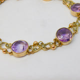 Edwardian 9ct Rose Gold, Amethyst & Seed Pearl Floral Bracelet Antique c1910