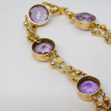 Edwardian 9ct Rose Gold, Amethyst & Seed Pearl Floral Bracelet Antique c1910