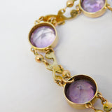 Edwardian 9ct Rose Gold, Amethyst & Seed Pearl Floral Bracelet Antique c1910