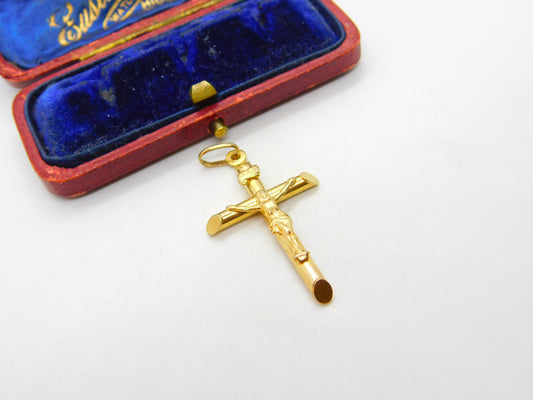 9ct Yellow Gold Corpus Christi Cross Pendant Vintage c1970 Italian