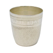 Edwardian Novelty Silver Plated 'Just a Thimble Full' Whisky Shot Cup Antique c1910