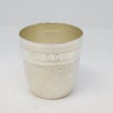 Edwardian Novelty Silver Plated 'Just a Thimble Full' Whisky Shot Cup Antique c1910