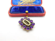 Georgian 9ct Gold, Amethyst & Seed Pearl Mourning Pendant Antique c1820