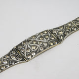 Victorian Sterling Silver Gilt & Paste Set Floral Panel Bracelet Antique c1850