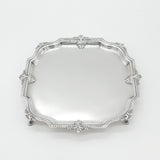 Edwardian Sterling Silver Floral Edged Salver Dish 1907 London Mappin & Webb