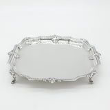 Edwardian Sterling Silver Floral Edged Salver Dish 1907 London Mappin & Webb