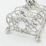Victorian Sterling Silver Ornate Floral Toast Rack 1901 Sheffield Antique