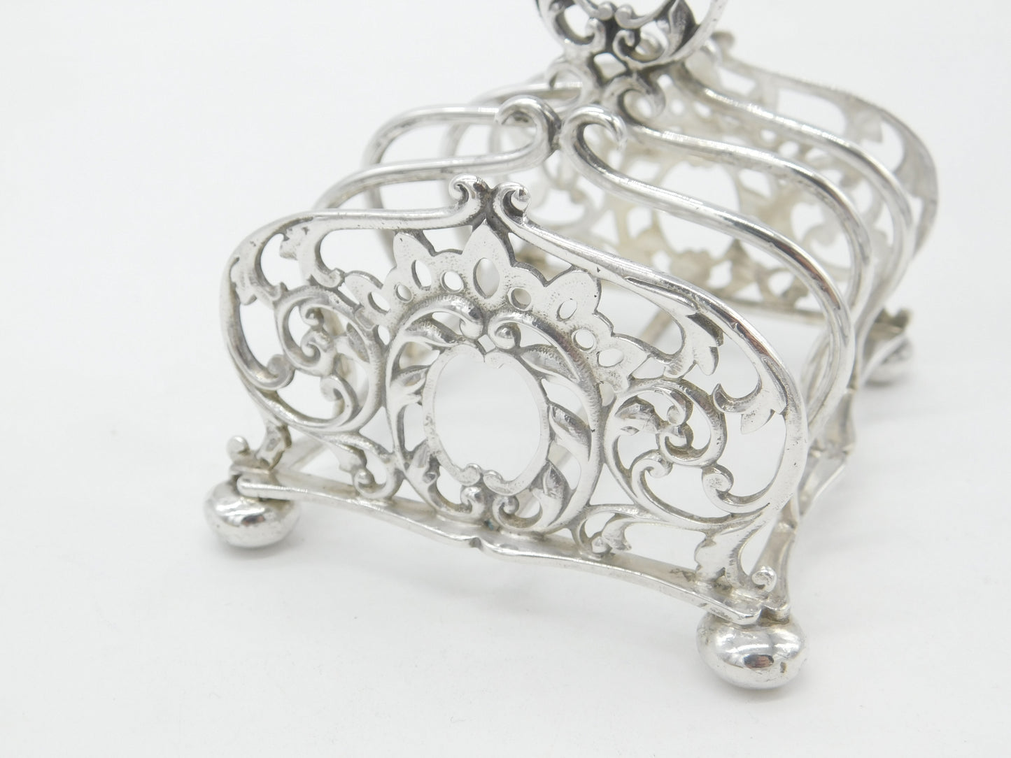 Victorian Sterling Silver Ornate Floral Toast Rack 1901 Sheffield Antique