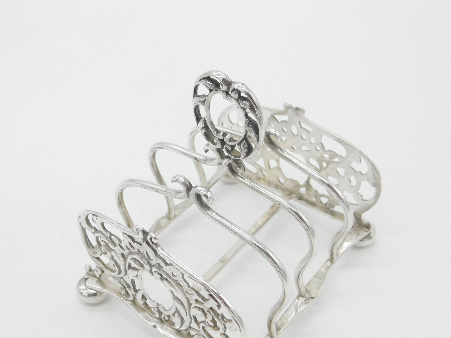 Victorian Sterling Silver Ornate Floral Toast Rack 1901 Sheffield Antique