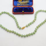 14ct Yellow Gold & Green Jade Beaded Necklace 17" Length Vintage c1980