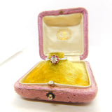 9ct White Gold, Ruby & Diamond Floral Cluster Ring 1977 Birmingham Vintage