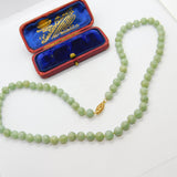 14ct Yellow Gold & Green Jade Beaded Necklace 17" Length Vintage c1980