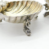 Victorian Pair of Sterling Silver Dolphin & Shell Salt Cellars Antique 1865 Birmingham