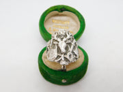 Victorian Sterling Silver Stag Hunting Interest Signet Ring Antique c1900