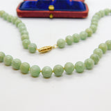 14ct Yellow Gold & Green Jade Beaded Necklace 17" Length Vintage c1980
