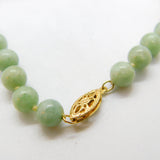 14ct Yellow Gold & Green Jade Beaded Necklace 17" Length Vintage c1980