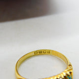 Edwardian 18ct Gold, Turquoise & 0.2ct Diamond Boat Ring 1902 London Antique