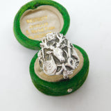 Victorian Sterling Silver Stag Hunting Interest Signet Ring Antique c1900