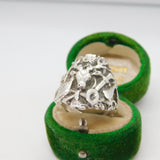 Victorian Sterling Silver Stag Hunting Interest Signet Ring Antique c1900