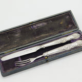 George III Boxed Sterling Silver Christening Cutlery Set Antique 1807 Sheffield