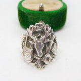 Victorian Sterling Silver Stag Hunting Interest Signet Ring Antique c1900