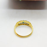 Edwardian 18ct Gold, Turquoise & 0.2ct Diamond Boat Ring 1902 London Antique